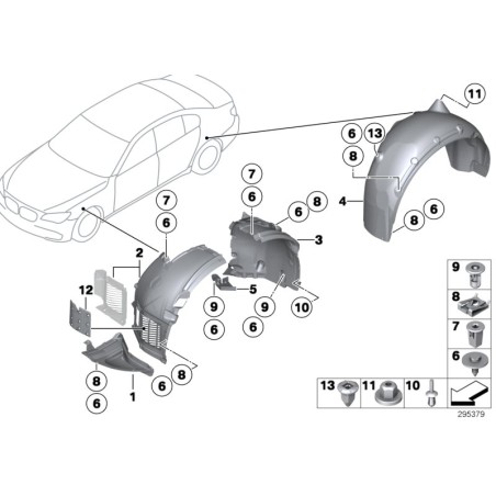 Extension de doublure d'aile avant droite - Pièce d'origine BMW 51757185006 Extension de doublure d'aile avant droite - Pièce d'origine BMW 51757185006