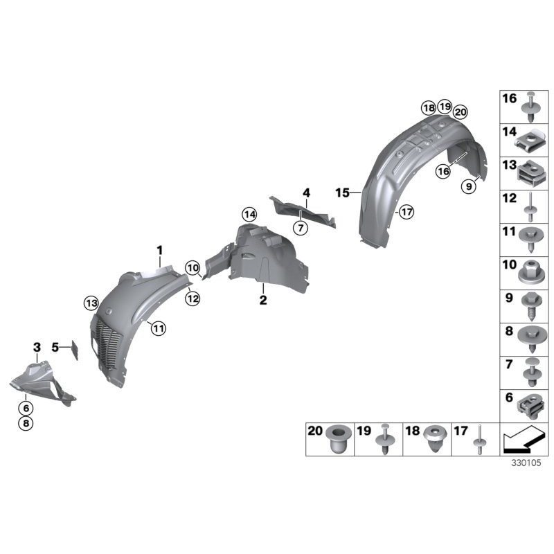 Garde-boue avant - Gauche - Pièce d'origine BMW 51717291197