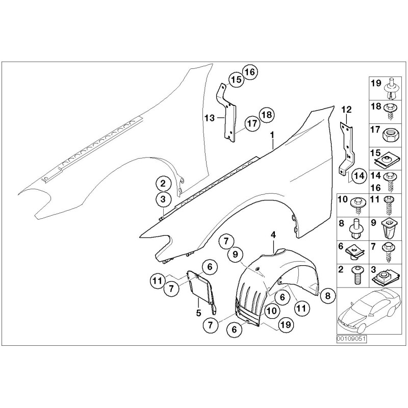 Garde-boue avant Passager Droit - Pièce d'origine BMW 51717136680
