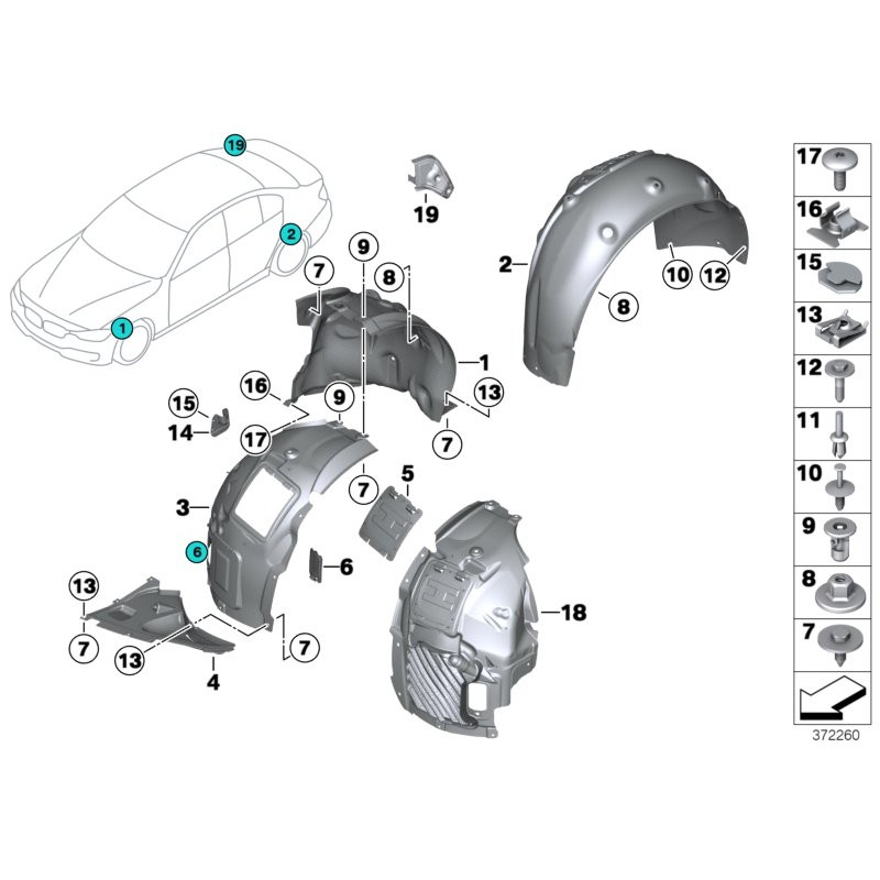 Garde-boue avant droit - Pièce d'origine BMW 51717260700