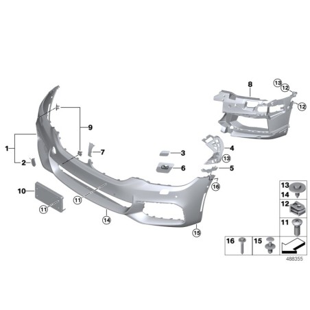 Support de lampe antibrouillard avant droit OS - Pièce d'origine BMW 51118064967
