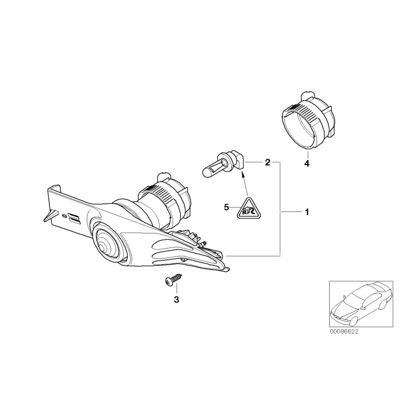 Phare antibrouillard avant avec cadre gauche - Pièce d'origine BMW 63178379683