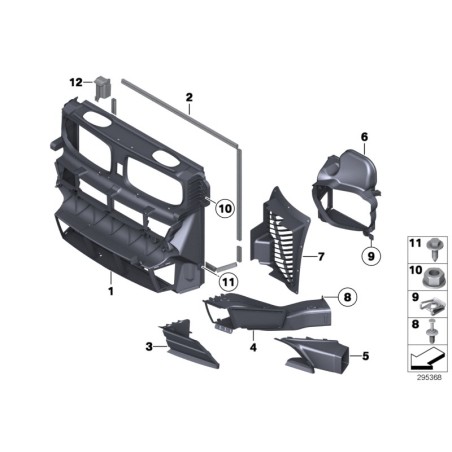 Panneau avant complet de conduits d'air - Pièce d'origine BMW 51647222952 Panneau avant complet de conduits d'air - Pièce d'origine BMW 51647222952