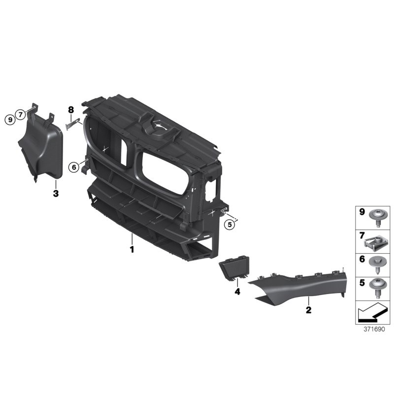 Panneau avant complet de conduits d'air - Pièce d'origine BMW 51747210476