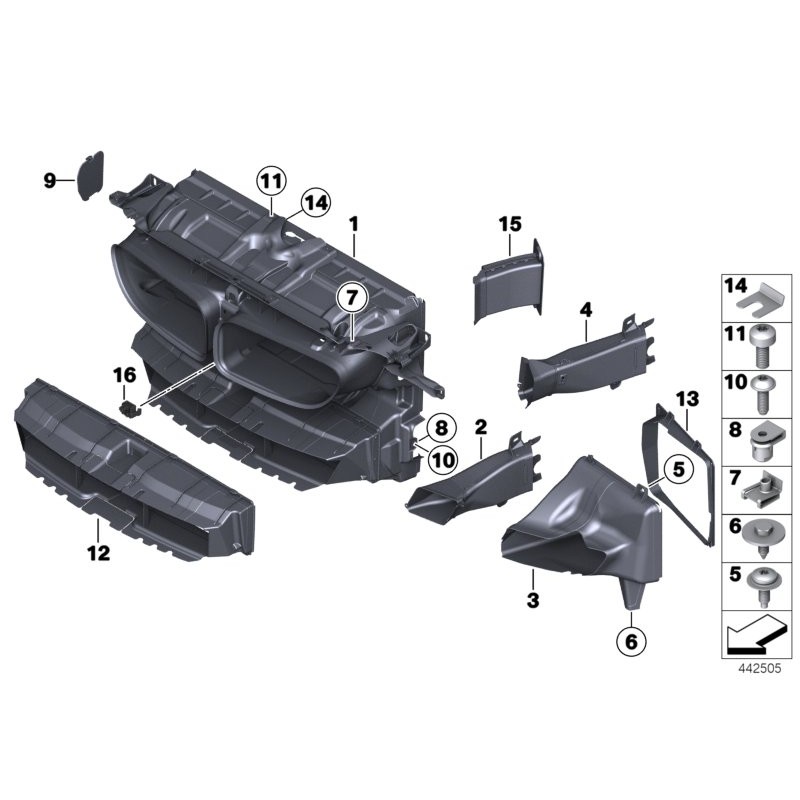 Ensemble de panneaux avant de conduits d'air complets - Pièce d'origine BMW 51647211508