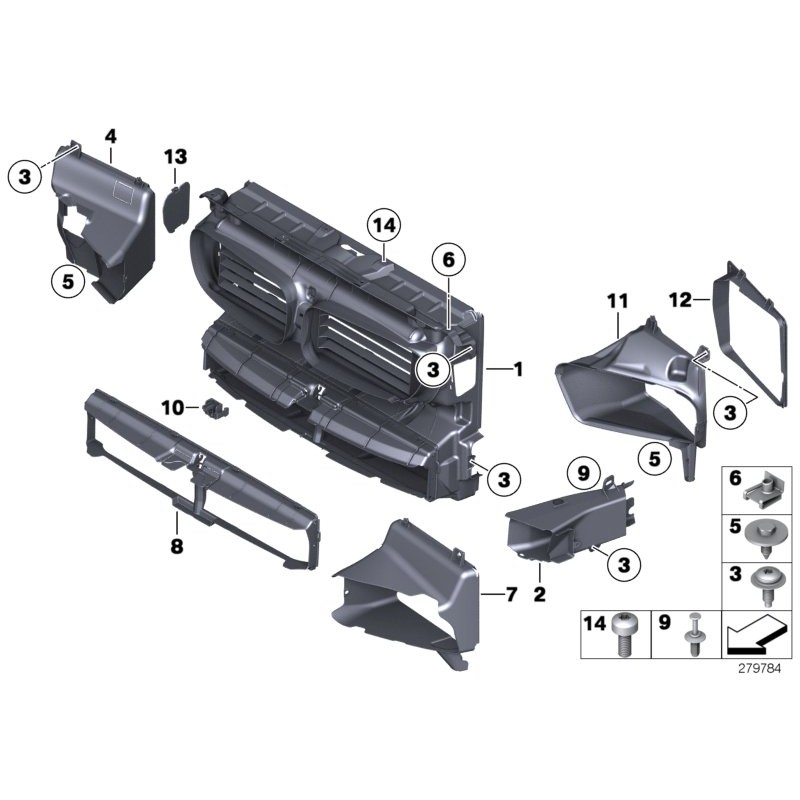 Ensemble de panneaux avant de conduits d'air complets - Pièce d'origine BMW 51748052499
