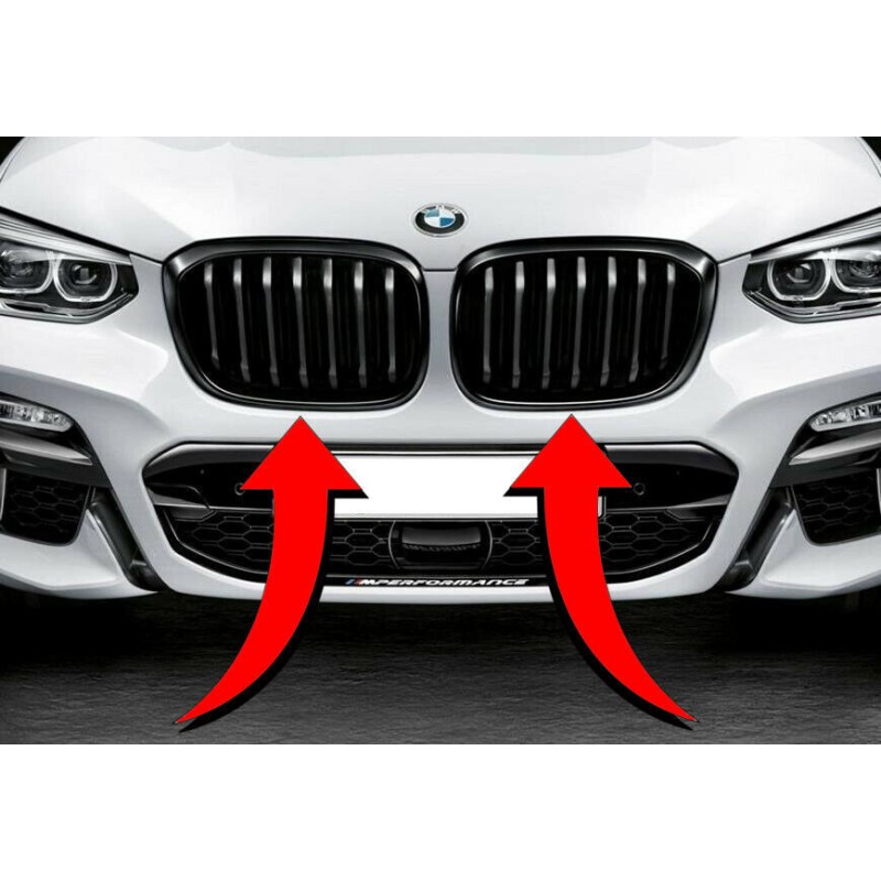 Grilles de calandre avant noires brillantes - Ensemble de deux pièces d'origine BMW 51138469960/51138469959.