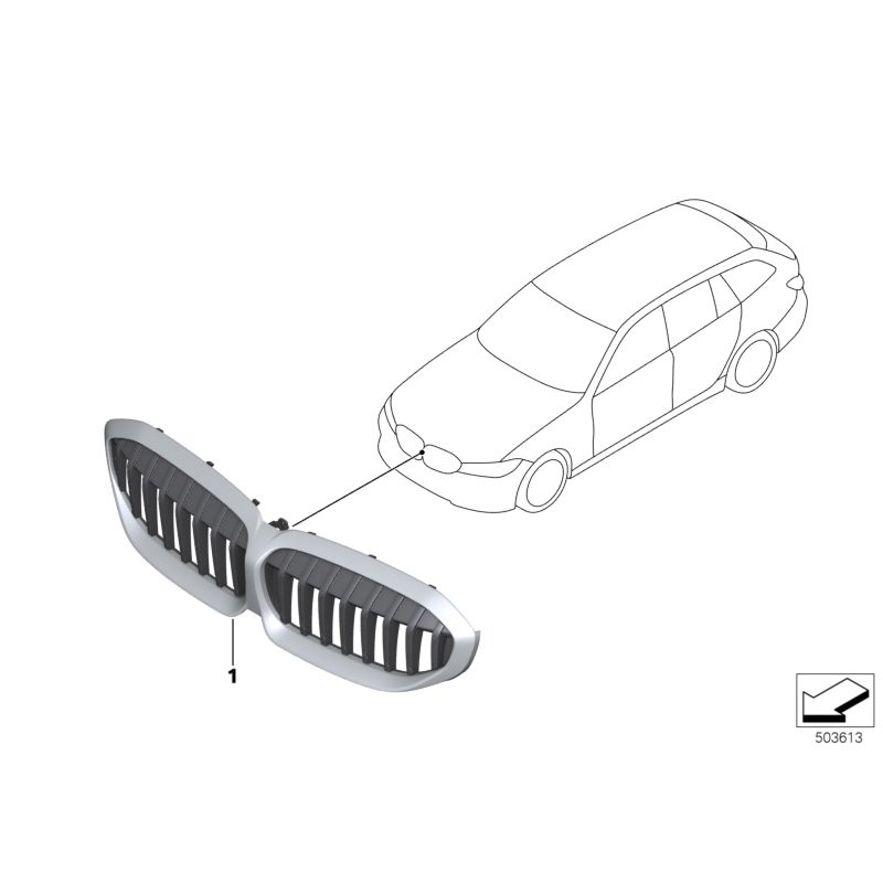 Grille de calandre avant grise - Pièce d'origine BMW 51138079741