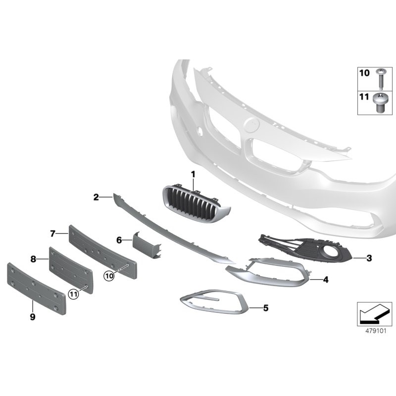 Grille avant gauche - Moderne - Pièce d'origine BMW 51137294819