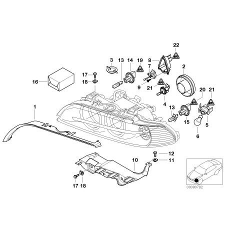 Support de phare avant gauche - Pièce d'origine BMW 63126904043 Support de phare avant gauche - Pièce d'origine BMW 63126904043