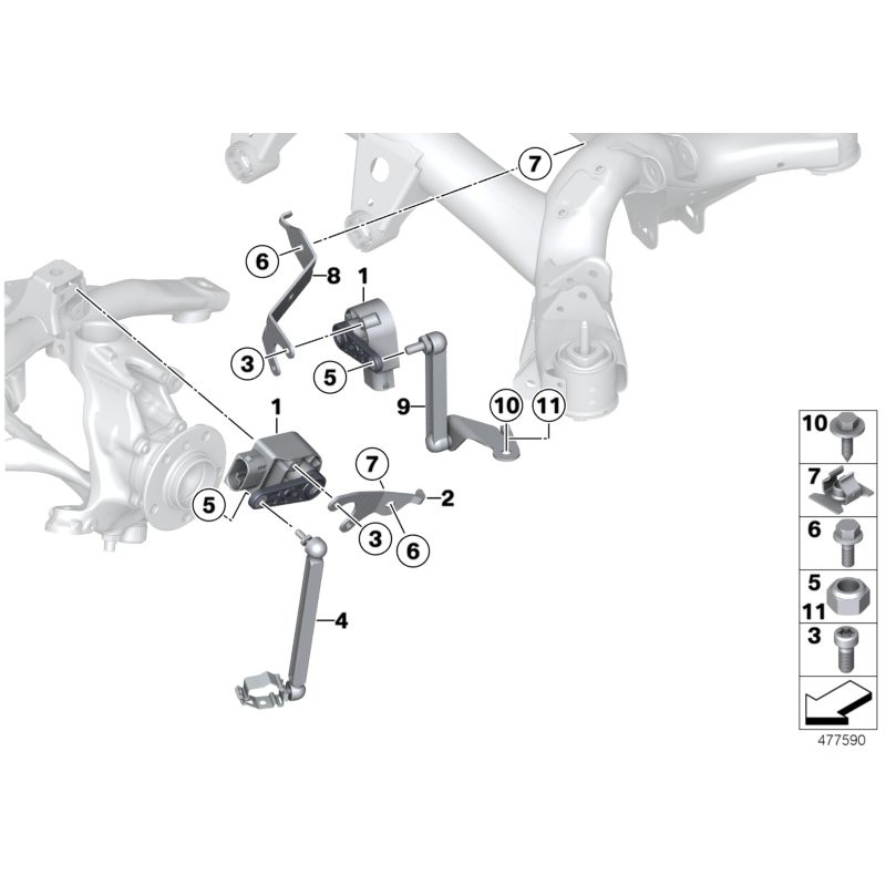 Tige de réglage de phare avant - Pièce d'origine BMW 37146852254