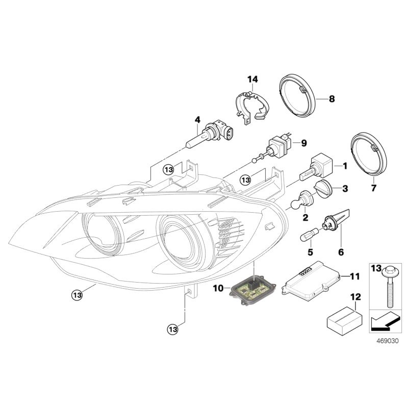 Kit de réparation de phare avant gauche N/S - Pièce d'origine BMW 63117205837