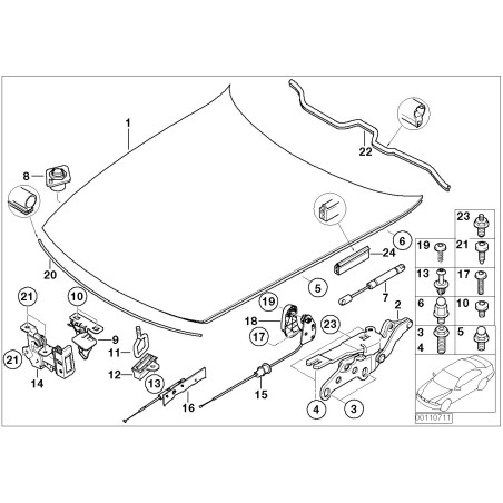 Verrou de capot avant - Pièce d'origine BMW 51237016183 Verrou de capot avant - Pièce d'origine BMW 51237016183
