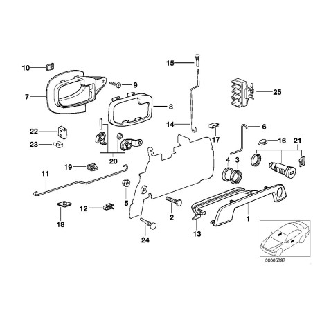Poignée de déverrouillage intérieure de porte avant gauche - Pièce d'origine BMW 51211960807