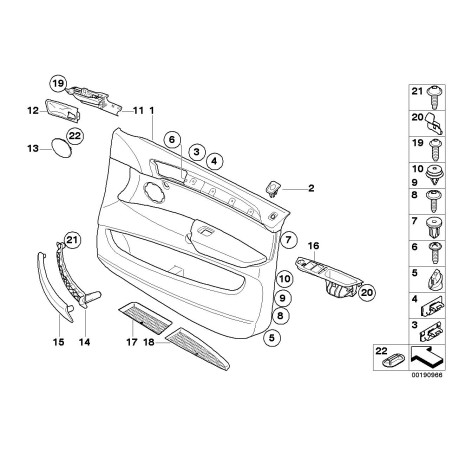 Garniture de tirage de porte intérieure avant marron Nevada droite O/S LHD - Pièce d'origine BMW 51416970172 Garniture de tirage de porte intérieure avant marron Nevada droite O/S LHD - Pièce d'origine BMW 51416970172