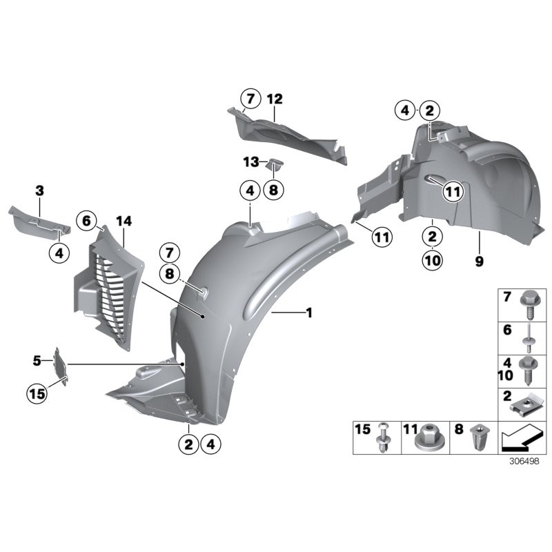 Doublure d'arche de roue avant gauche N/S avec lèvre de pression - Pièce d'origine BMW 51777161743