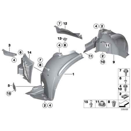 Doublure d'arche de roue avant gauche N/S avec lèvre de pression - Pièce d'origine BMW 51777161743 Doublure d'arche de roue avant gauche N/S avec lèvre de pression - Pièce d'origine BMW 51777161743