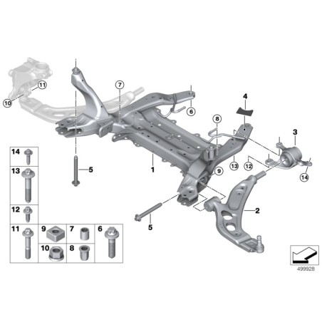 Bras de commande inférieur avant gauche N/S - Pièce d'origine BMW 31126879843