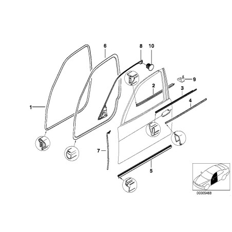 Joint inférieur de porte avant gauche - Pièce d'origine BMW 51218150093