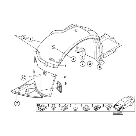 Garde-boue inférieur avant gauche - Pièce d'origine BMW 51718265467