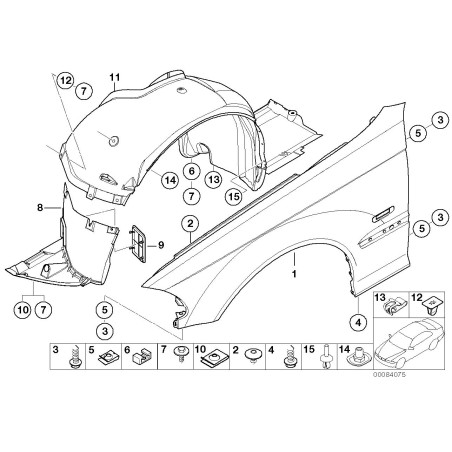 Garde-boue inférieur avant droit - Pièce d'origine BMW 51718265468