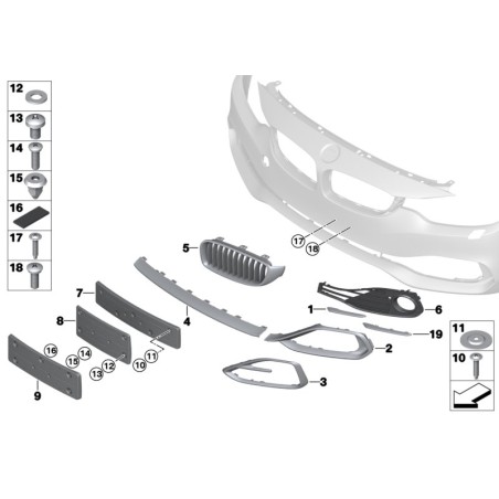 Moulure de calandre inférieure avant droite - Pièce d'origine BMW 51117294842