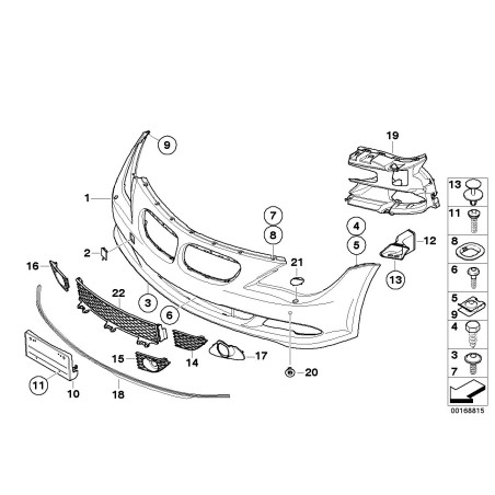 Ensemble de trois grilles inférieures avant - Pièce d'origine BMW 51117008820 Ensemble de trois grilles inférieures avant - Pièce d'origine BMW 51117008820