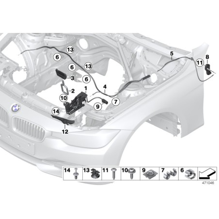 Verrou de capot inférieur avant gauche avec interrupteur - Pièce d'origine BMW 51237242548