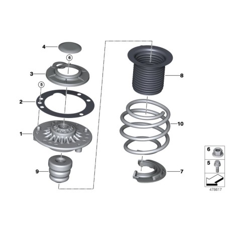 Coussinet inférieur de ressort avant - Pièce d'origine BMW 31336860788