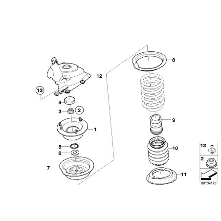 Ensemble de deux tampons inférieurs de ressort avant - Pièce d'origine BMW 2x31331096664