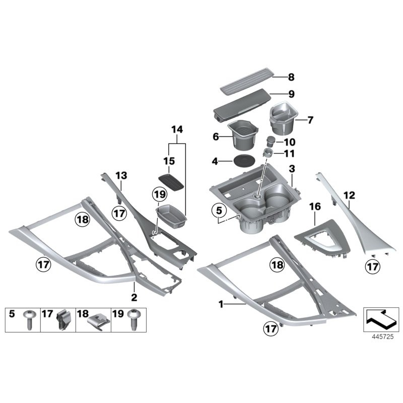 Compartiment d'insertion avant en mat - Pièce d'origine BMW 51169227896