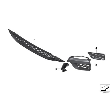 Pare-chocs avant M avec grilles latérales ouvertes - Ensemble de deux pièces - Pièce d'origine BMW 51118092757/51118092758
