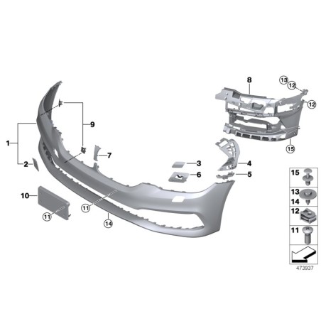 Garniture centrale avant pour la calandre - Pièce d'origine BMW 51137412425 Garniture centrale avant pour la calandre - Pièce d'origine BMW 51137412425