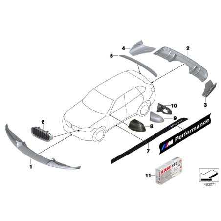 Ensemble de grilles de calandre avant M Performance noires - Pièce d'origine BMW 51712334708