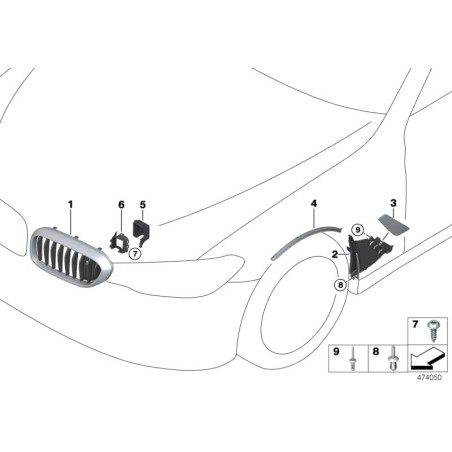 Pièce d'origine BMW 51117415216/51117415215 : Grilles de calandre avant M Performance gauche N/S + droite O/S.