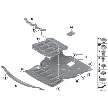 Adaptateur avant M Sport pour l'encapsulation du moteur - Pièce d'origine BMW 51758050730