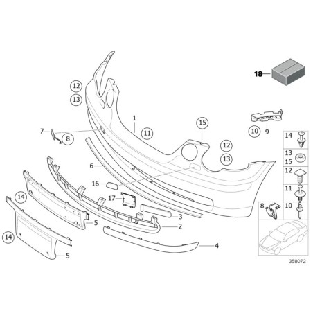 Supports de pare-chocs avant M Sport des deux côtés + rivets de fixation - Pièce d'origine BMW 51118252797