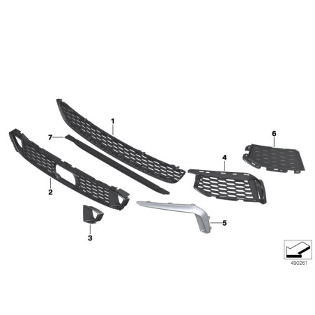 Pare-chocs avant M Sport - Garniture de grille inférieure centrale - Pièce d'origine BMW 51118074255