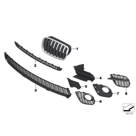 Pare-chocs avant M Sport avec grille de phare antibrouillard côté droit - Pièce d'origine BMW 51118047344 Pare-chocs avant M Sport avec grille de phare antibrouillard côté droit - Pièce d'origine BMW 51118047344