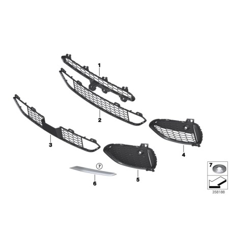 Garniture de grille de pare-chocs avant M Sport (paire gauche + droite) - Pièce d'origine BMW 8056867/8056868