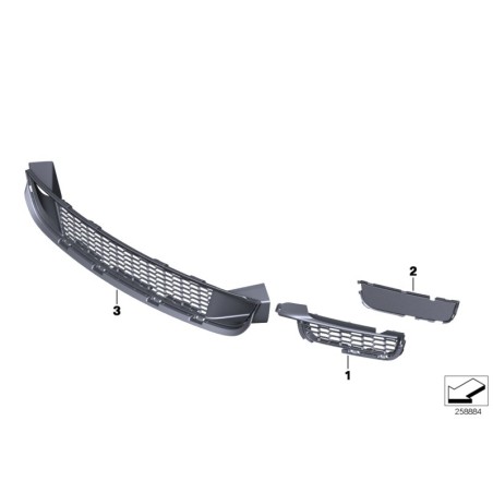 Ensemble de trois grilles inférieures de pare-chocs avant M Sport - Pièce d'origine BMW 51118050347.