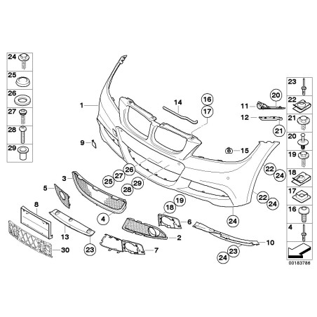 Grille centrale inférieure du pare-chocs avant M Sport - Pièce d'origine BMW 51118047365