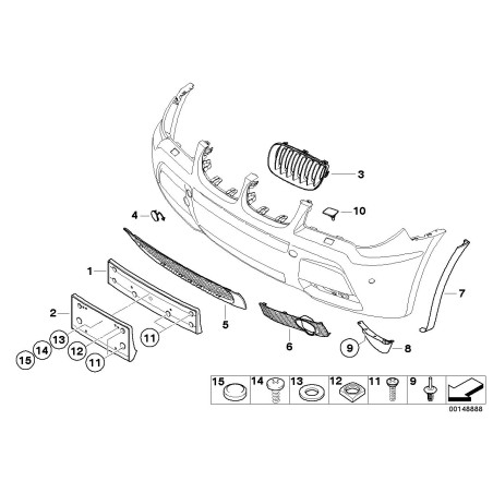 Grille centrale inférieure du pare-chocs avant M Sport - Pièce d'origine BMW 51113414307 Grille centrale inférieure du pare-chocs avant M Sport - Pièce d'origine BMW 51113414307