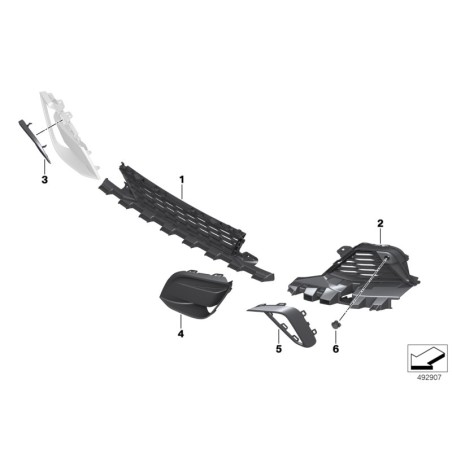 Pièce d'origine - Couvercle de moulure de pare-chocs avant M Sport gauche N/S - BMW 51118069767 Pièce d'origine - Couvercle de moulure de pare-chocs avant M Sport gauche N/S - BMW 51118069767