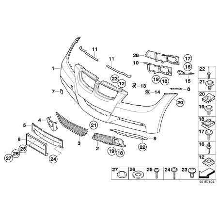 Pare-chocs avant M Sport, support de feu antibrouillard côté droit - Pièce d'origine BMW 51117906498.