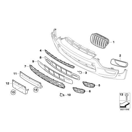Grille centrale supérieure du pare-chocs avant M Sport - Pièce d'origine BMW 51118038265 Grille centrale supérieure du pare-chocs avant M Sport - Pièce d'origine BMW 51118038265