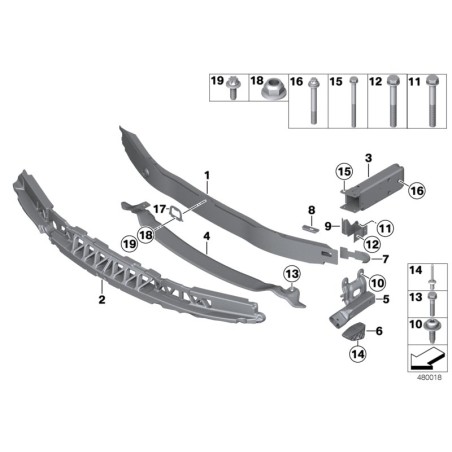 Pare-chocs avant avec support inférieur M Sport - Pièce d'origine BMW 8054188