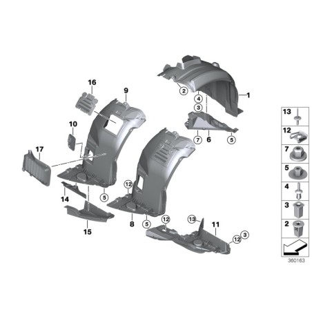 Cache inférieur de roue avant droite M Sport - Pièce d'origine BMW 51718040102