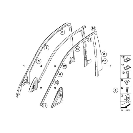 Panneau mat de montant de porte avant gauche - Pièce d'origine BMW 51337033803