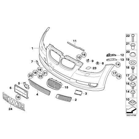 Support de capteur de stationnement avant gauche extérieur N/S - Pièce d'origine BMW 51117128239